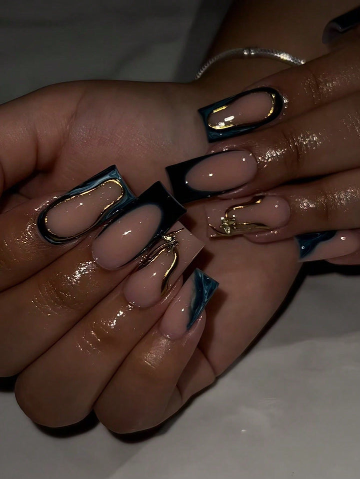 Designer Geometric Press-On Nail Art Kalsten