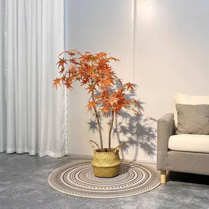 Lifelike Artificial Maple Tree with Decorative Basket