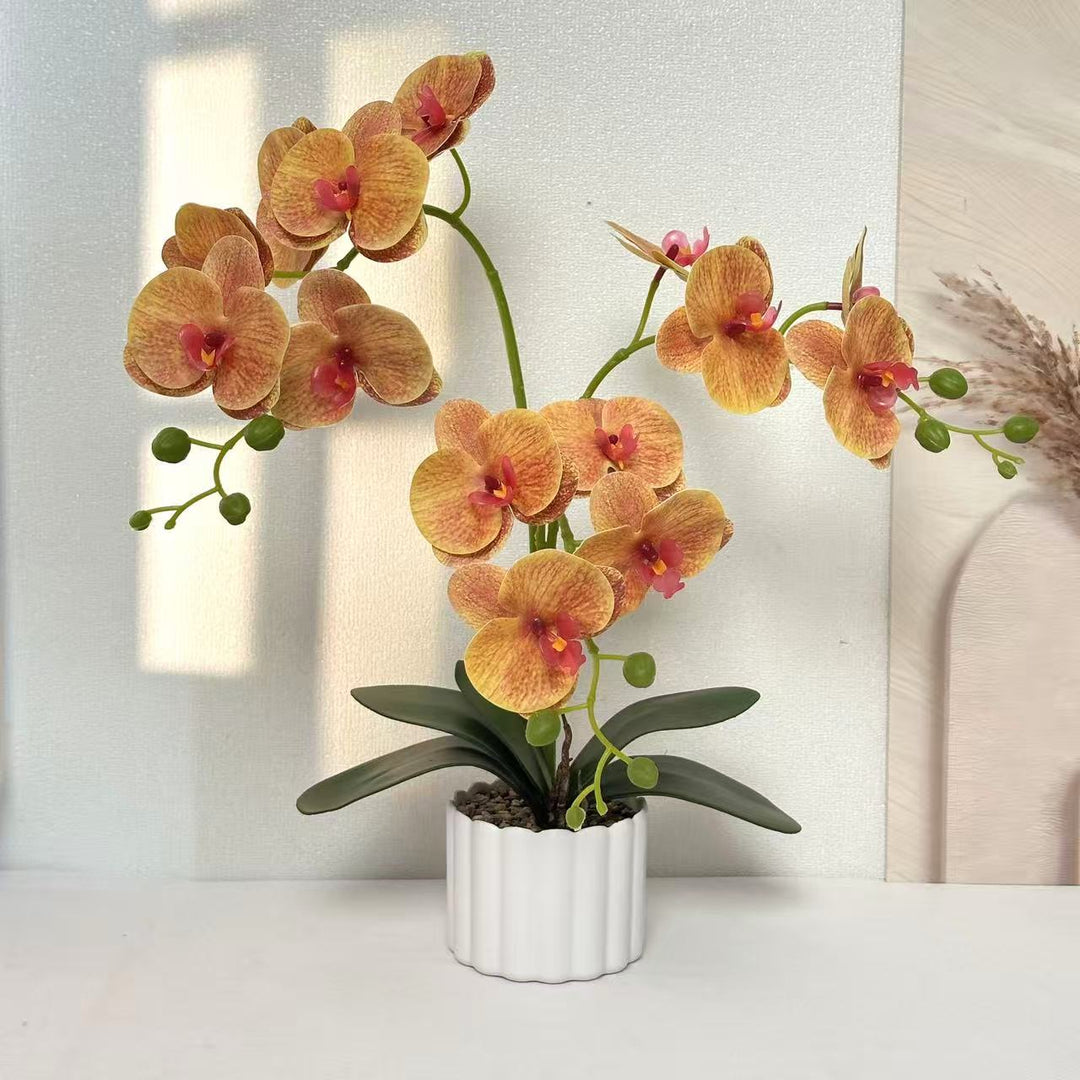 Realistic Artificial Orchid Flower Arrangement for Home Decor