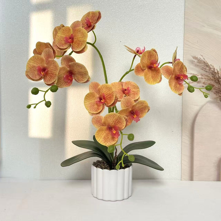 Realistic Artificial Orchid Flower Arrangement for Home Decor