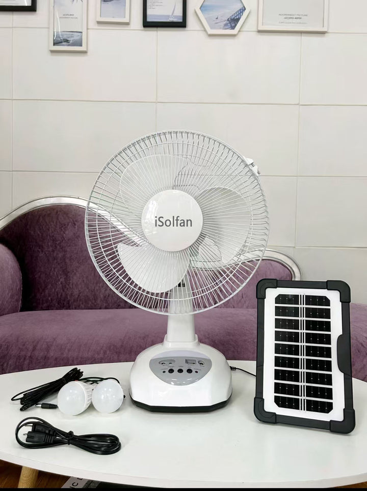 Women's portable solar fan with LED light and USB connection Kalsten
