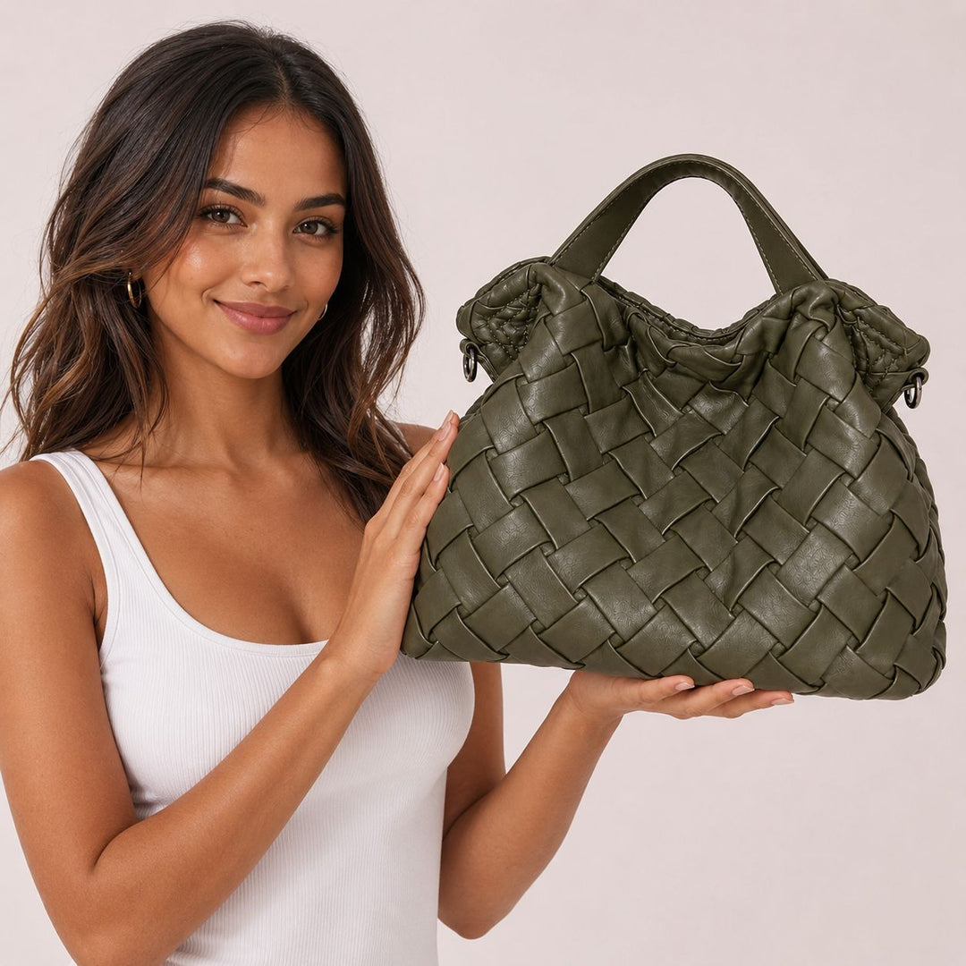 Handcrafted Woven Leather Hobo Bag