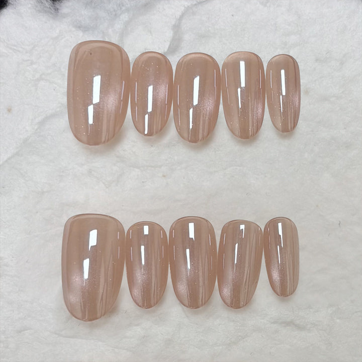 Glossy Nail Art with Subtle Stripes Kalsten