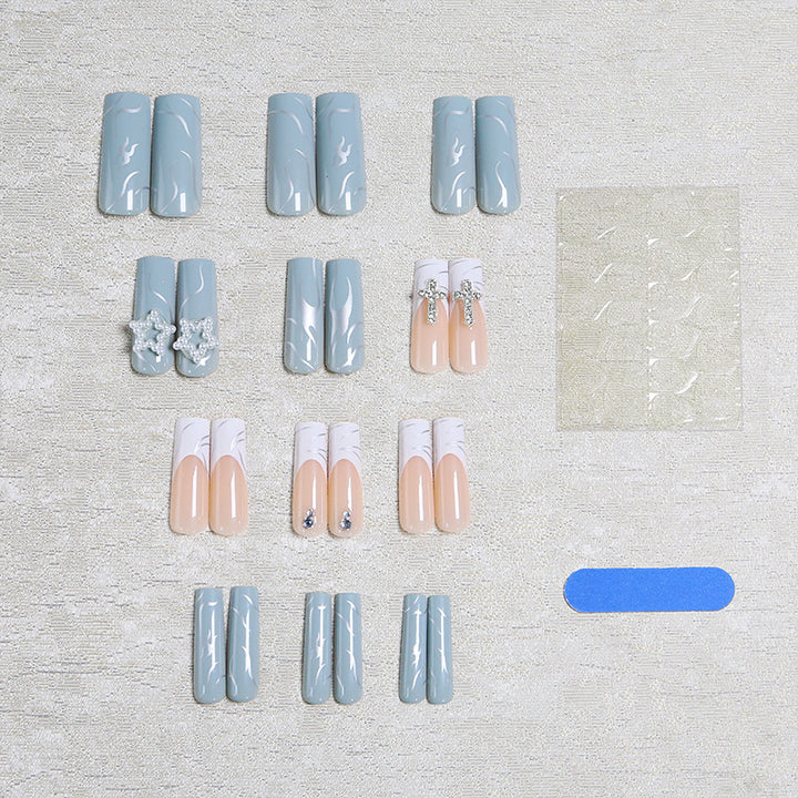 Artificial nails with luxurious marble design and radiant embellishments Kalsten