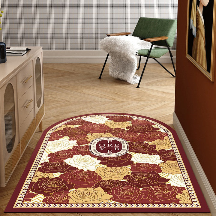 Half-Round Rose Patterned Entryway Mat