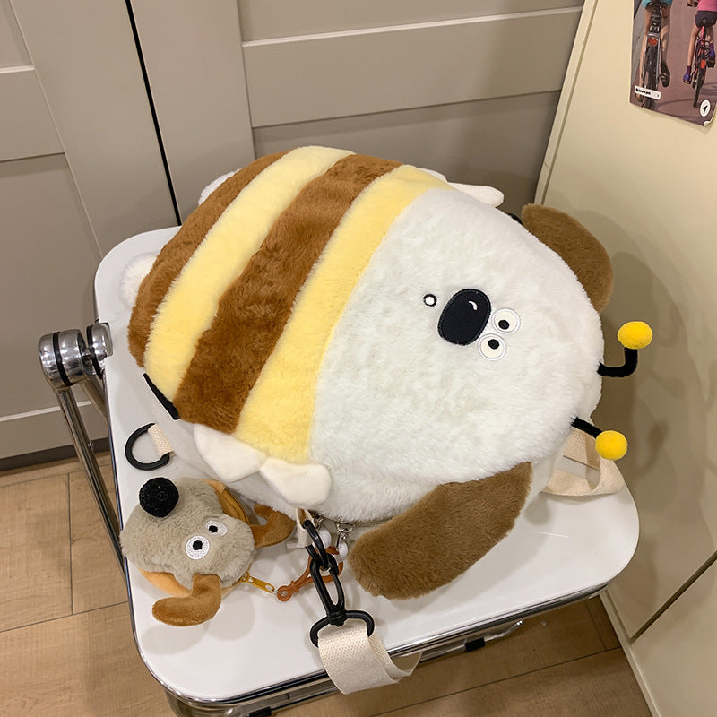 Plush Cartoon Dog-Themed Crossbody Bag