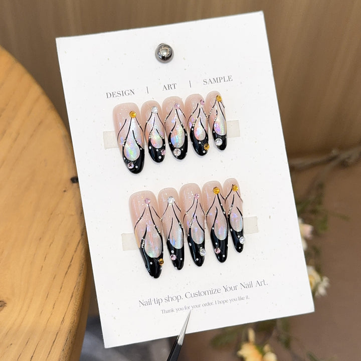 Artificial nails with artistic holographic accents Kalsten