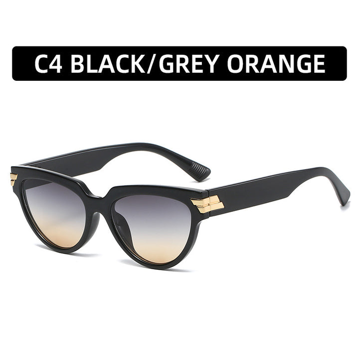 Chic Cat-Eye Sunglasses with Unique Metal Accents