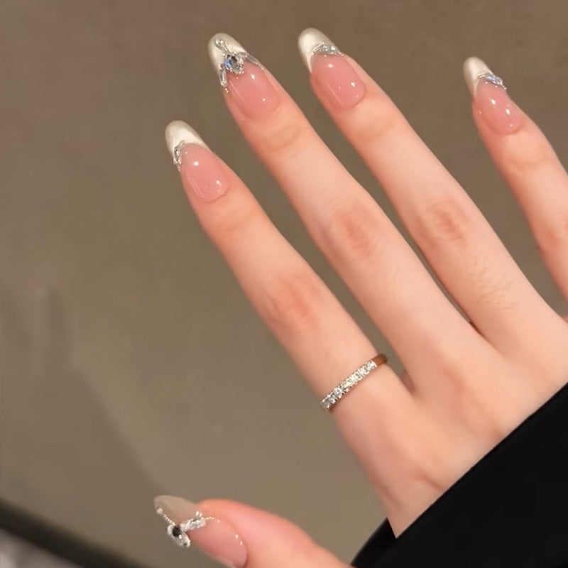 Decorative Press-On Nail Set with Glitter and Rhinestone Accents Kalsten