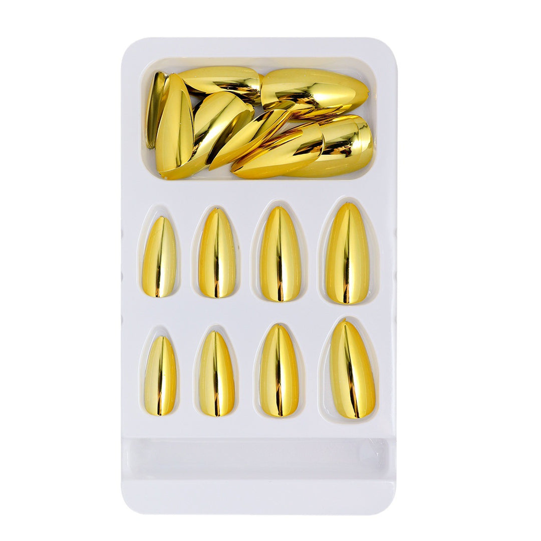 Glossy Metallic Almond-Shaped Press-On Nails Kalsten