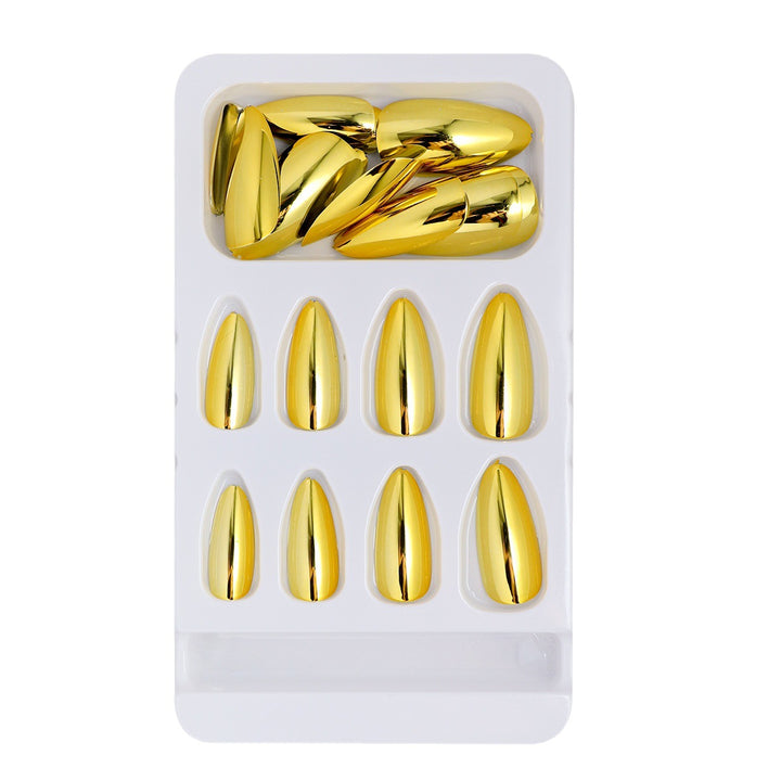 Glossy Metallic Almond-Shaped Press-On Nails Kalsten