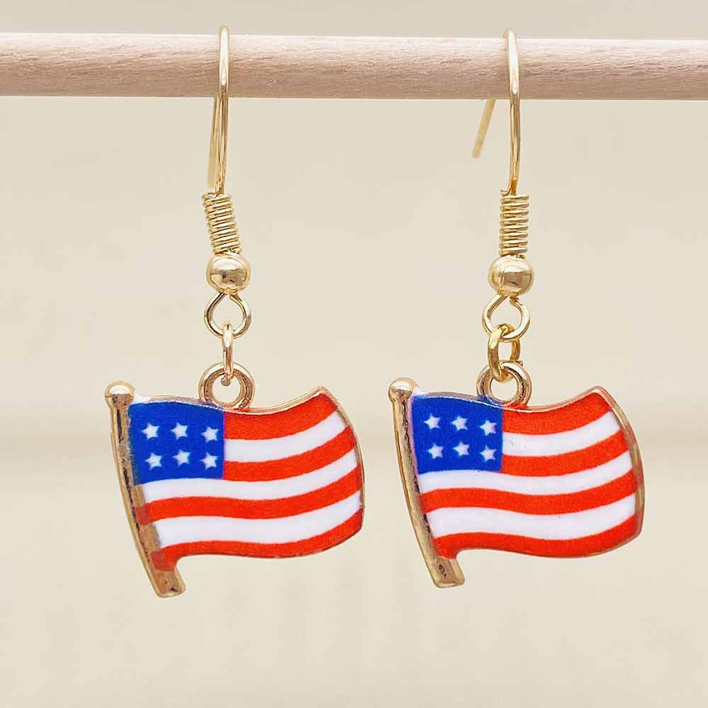 Women's filigree drop earrings with enameled flag pendants and metal hook closure Kalsten