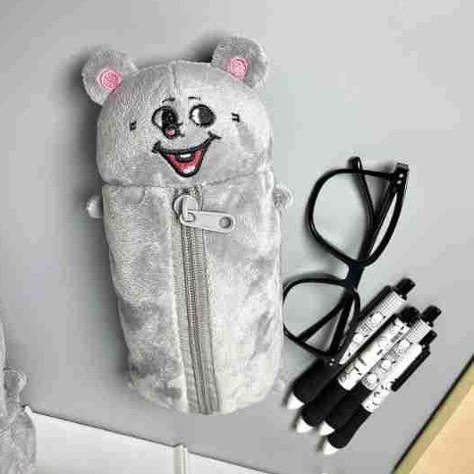 Plush Bear-Themed Pencil Pouch