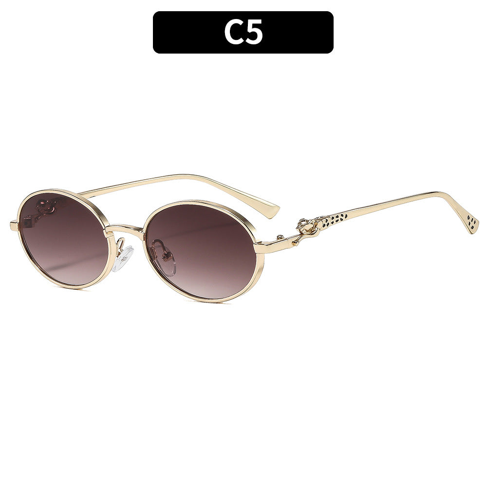 Stylish Round Sunglasses with Unique Metal Accents