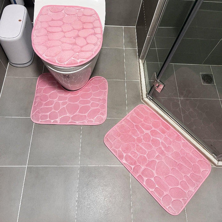 Stone Patterned Bathroom Mat Set
