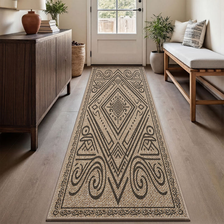 Intricate Floral Design Runner Mat