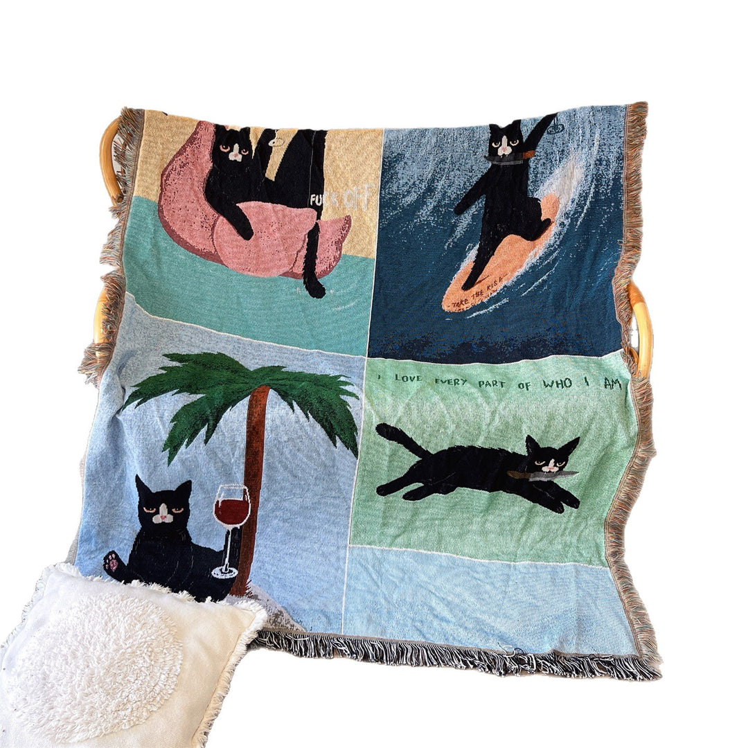 Artistic Cat-Themed Throw Blanket