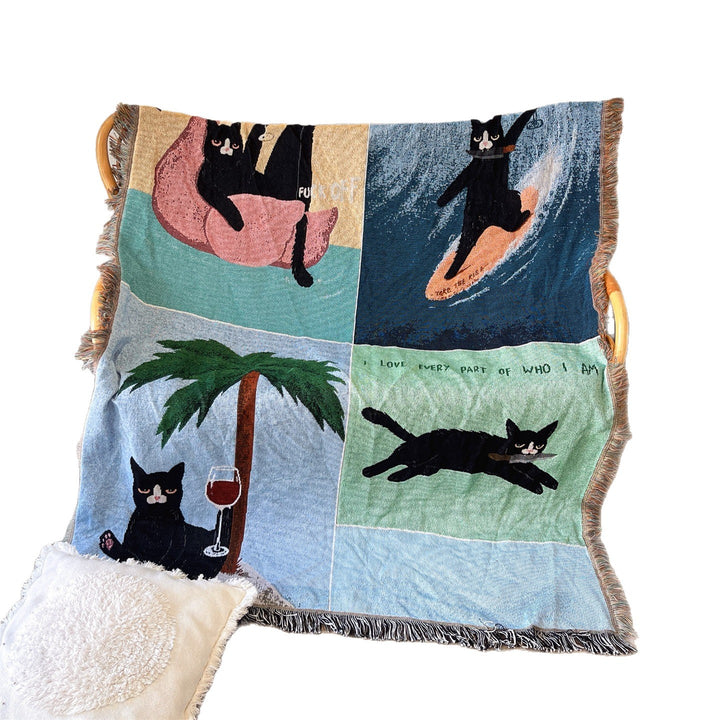 Artistic Cat-Themed Throw Blanket