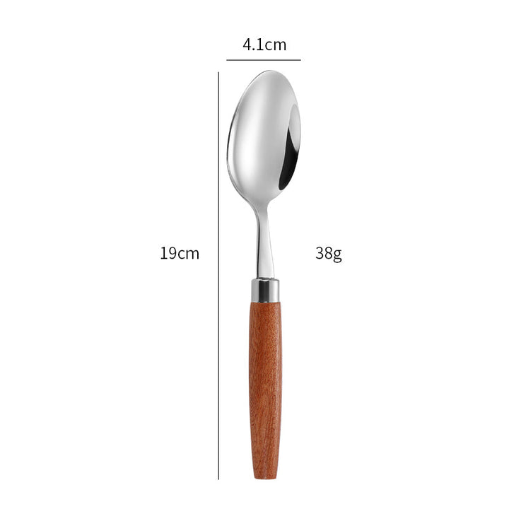Elegant dessert spoon with ergonomic wooden handle Kalsten