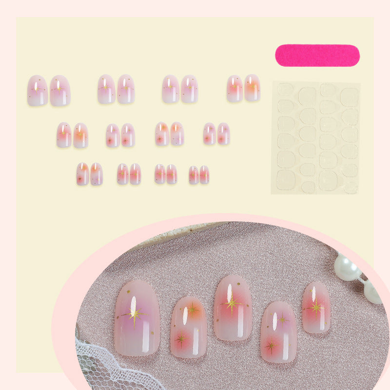 Artistic Press-On Nail Set with Vibrant Star Designs kalsten