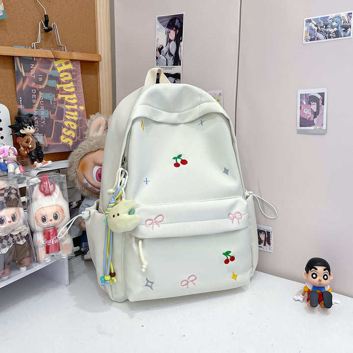 Cute Illustrated Cherry-Embellished Backpack Kalsten