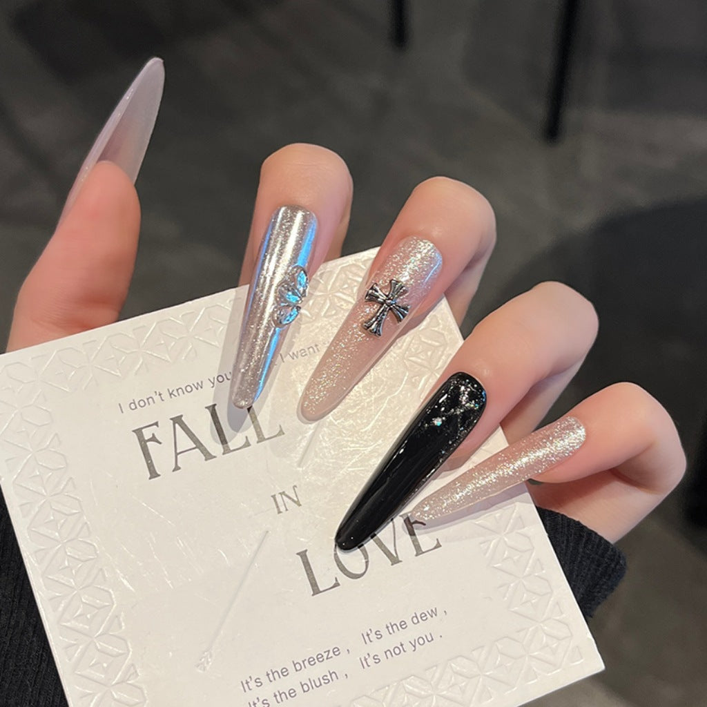 Glamorous Crystal-Studded Stiletto Press-On Nails Kalsten