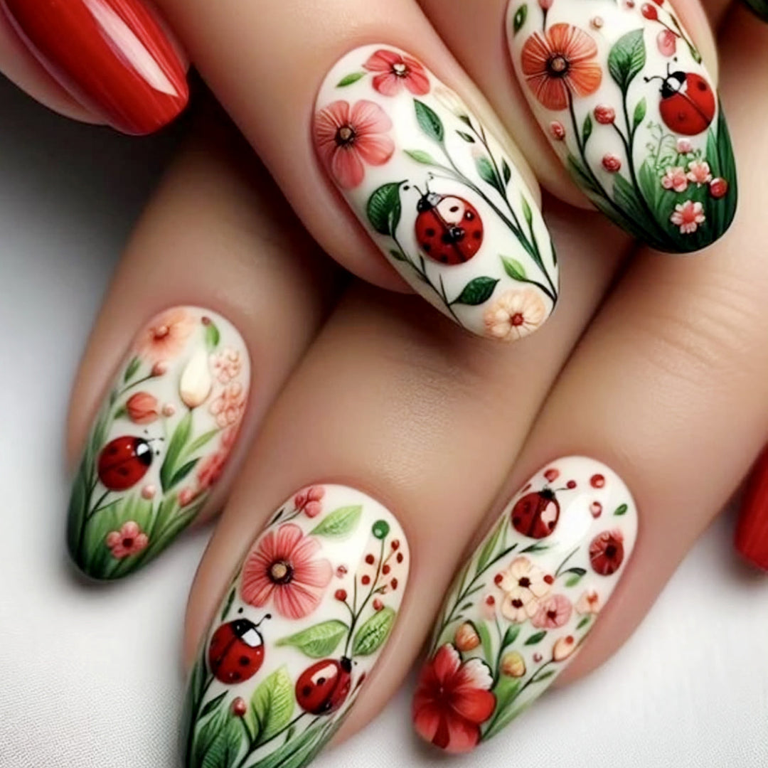 Floral-Accent 3D Nail Art Extensions Kalsten