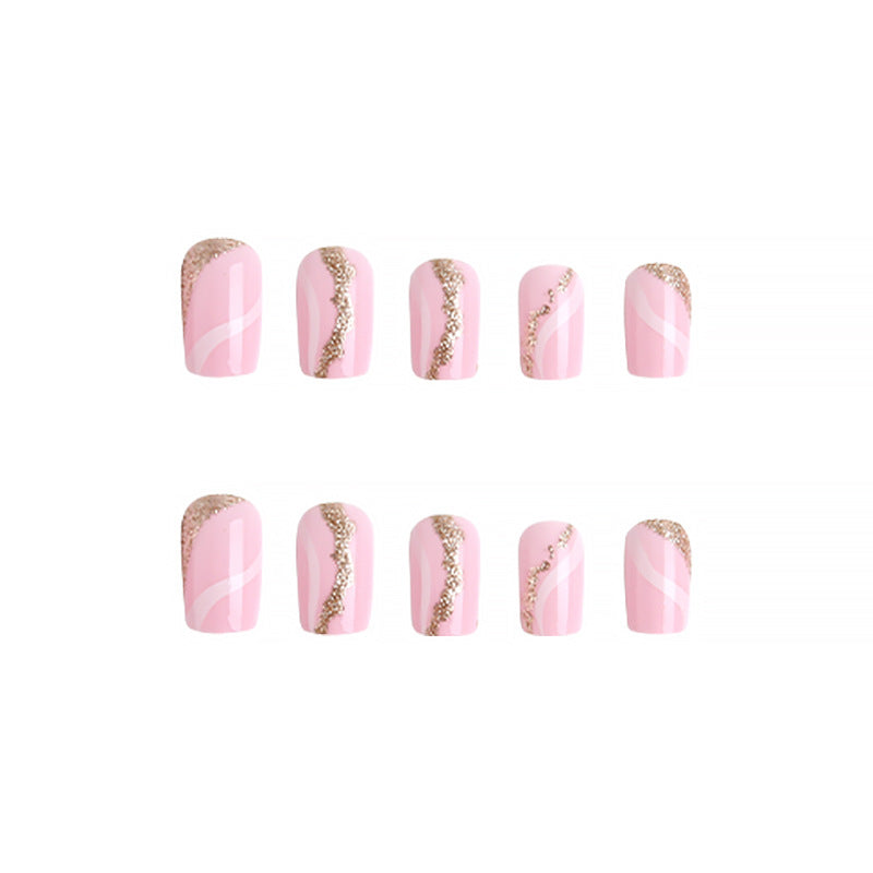 Artificial nails with elegant glitter pattern Kalsten