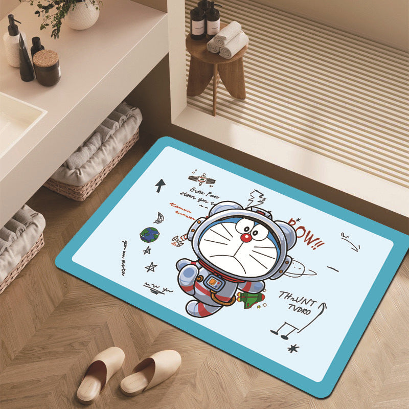 Cartoon Dinosaur-Themed Bathroom Mat