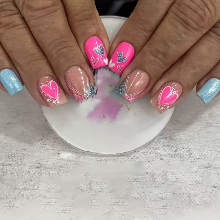 Heart-Decorated Press-On Nail Art Kalsten