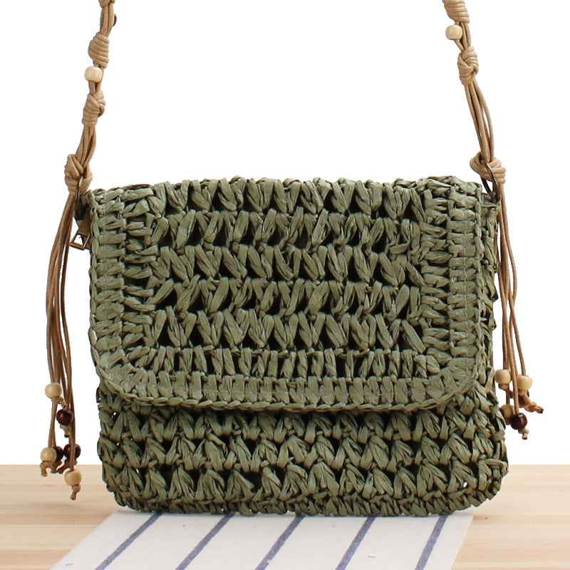 Braided Natural Material Handbag with Playful Fringes Kalsten