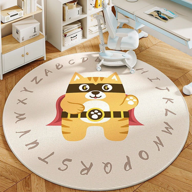Round Cartoon Panda-Themed Area Rug