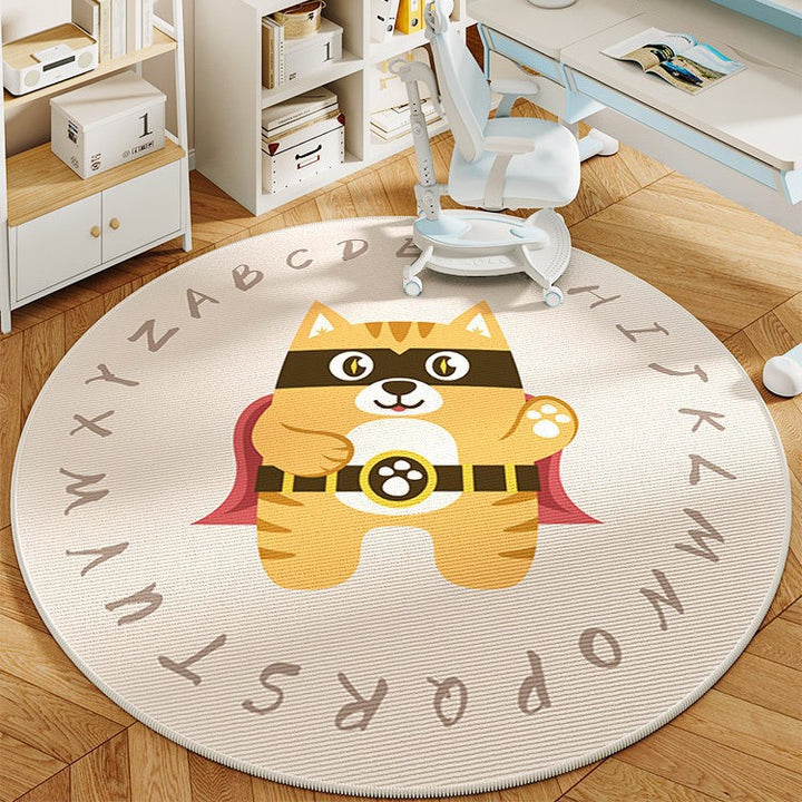 Round Cartoon Panda-Themed Area Rug