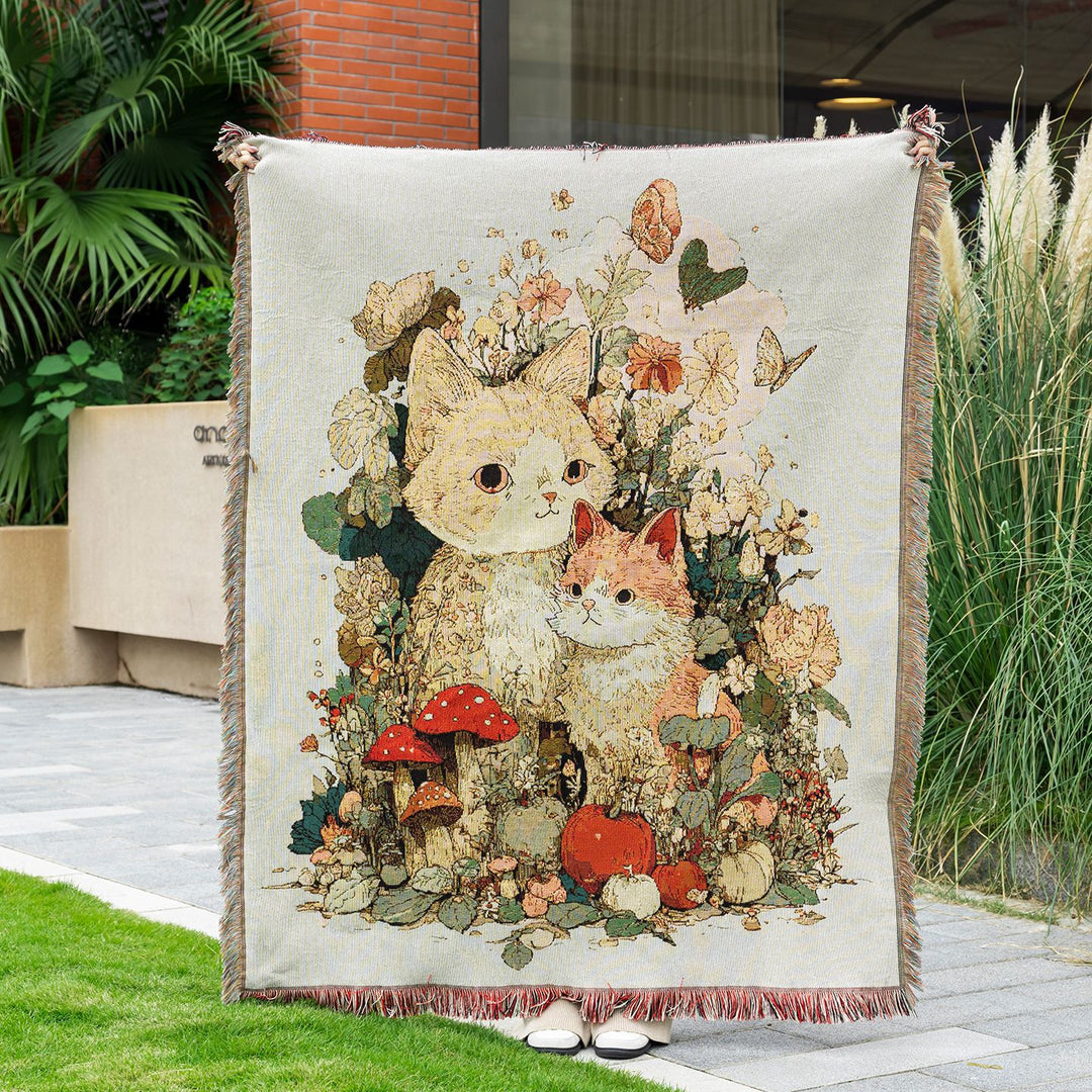 Artistic Cat-Themed Cozy Throw Blanket