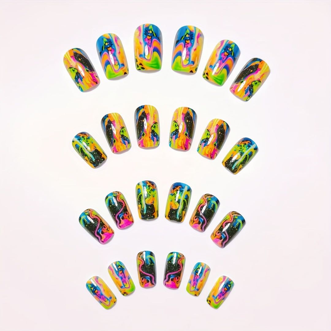 Artificial Nails In Dramatic Color Rush Kalsten