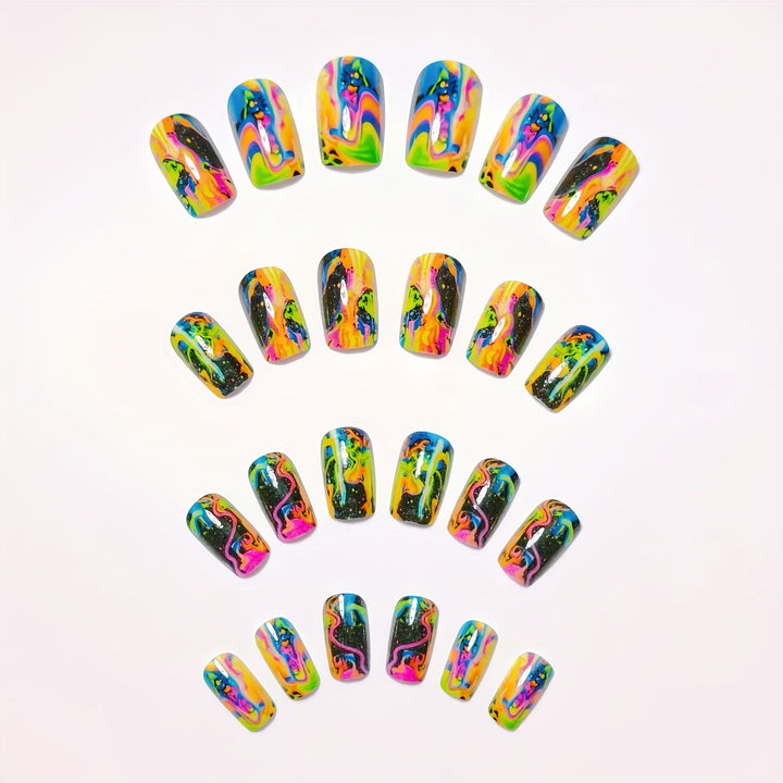 Artificial Nails In Dramatic Color Rush Kalsten