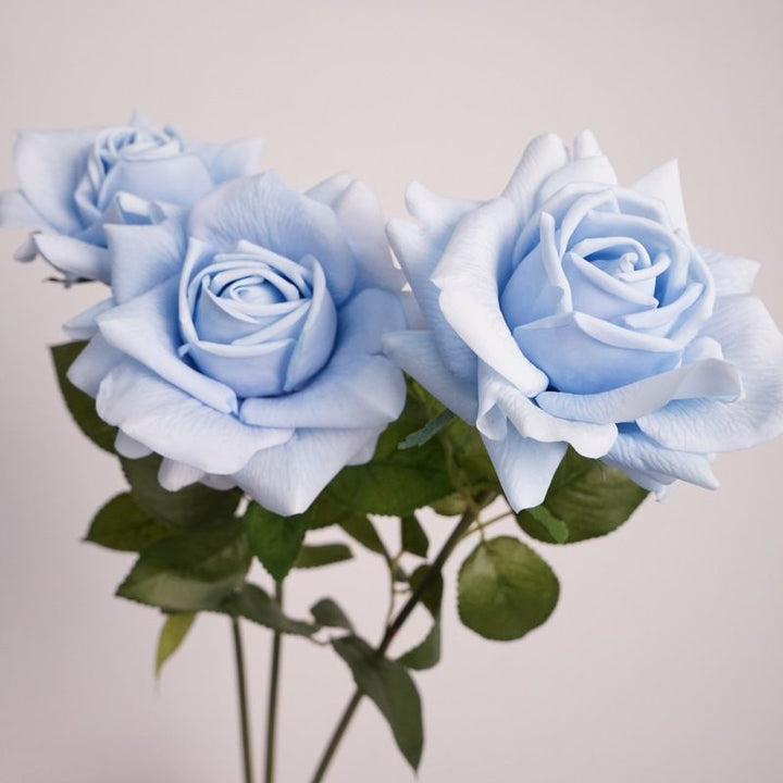 Lifelike Artificial Rose Stem with Green Foliage