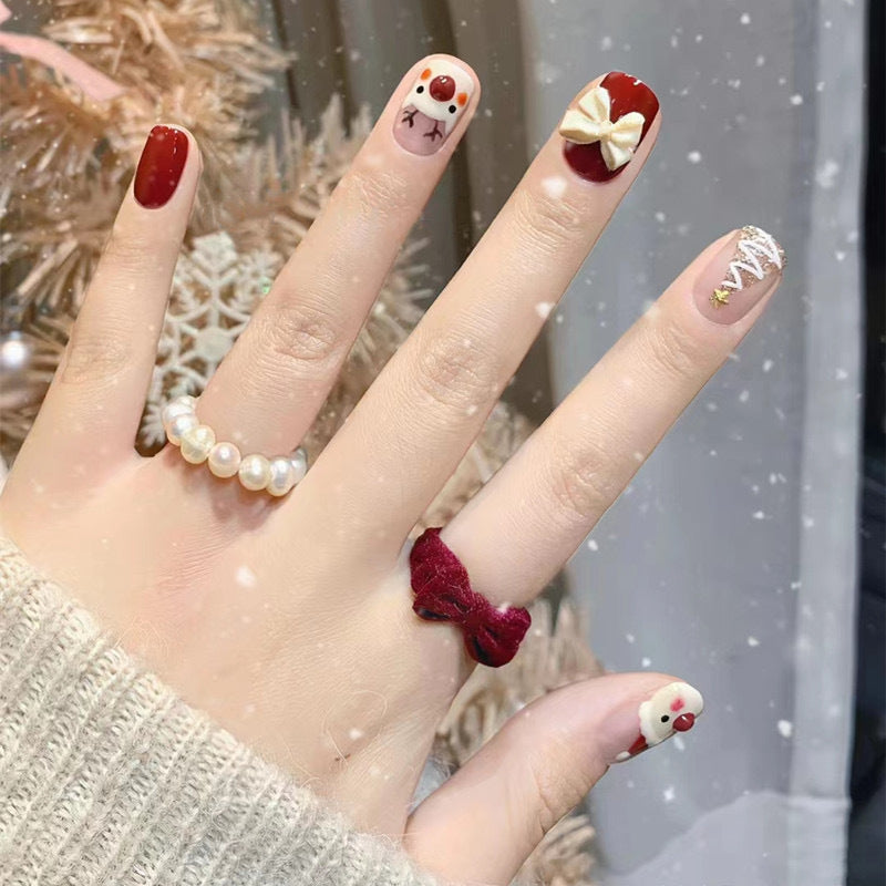 Festive Winter-Themed Press-On Nail Set Kalsten