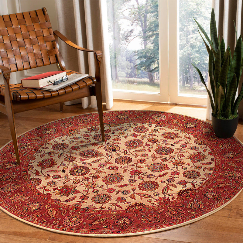 Round Floral Pattern Area Rug