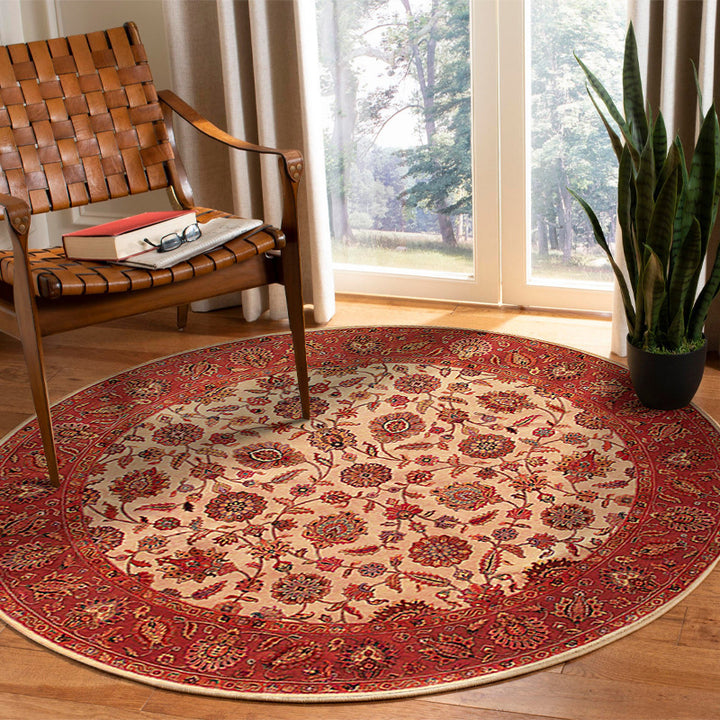 Round Floral Pattern Area Rug