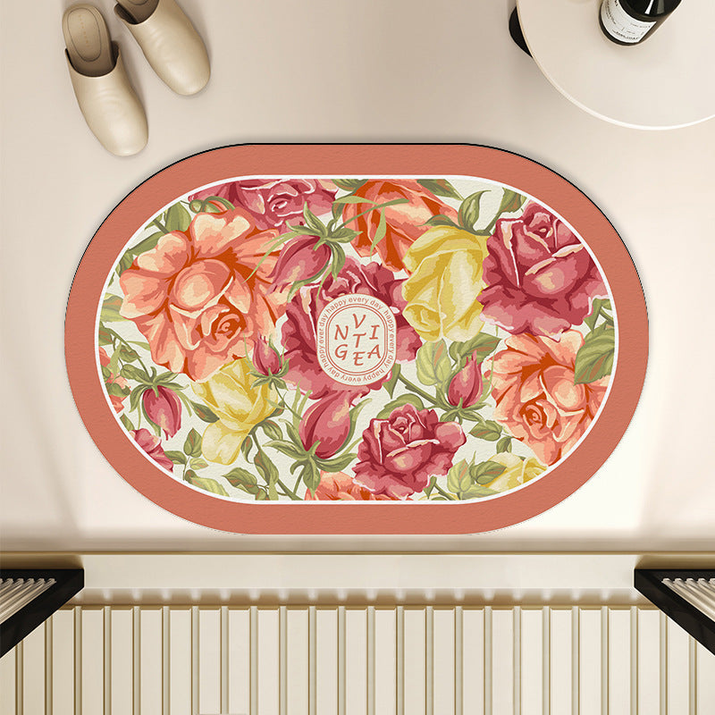 Floral-Themed Indoor Area Mat