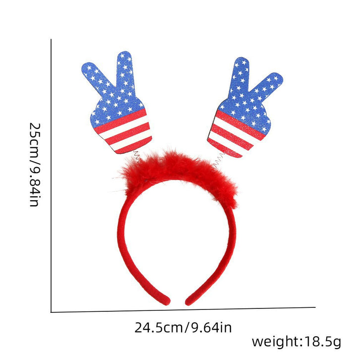 Unisex nan eye-catching party headband with attached pom poms, star tinsel, and small flag pendants Kalsten