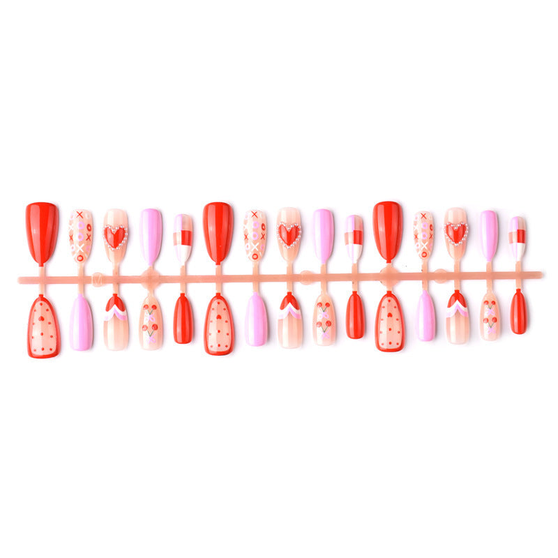Themed Heart-Inspired Press-On Nail Art Set
