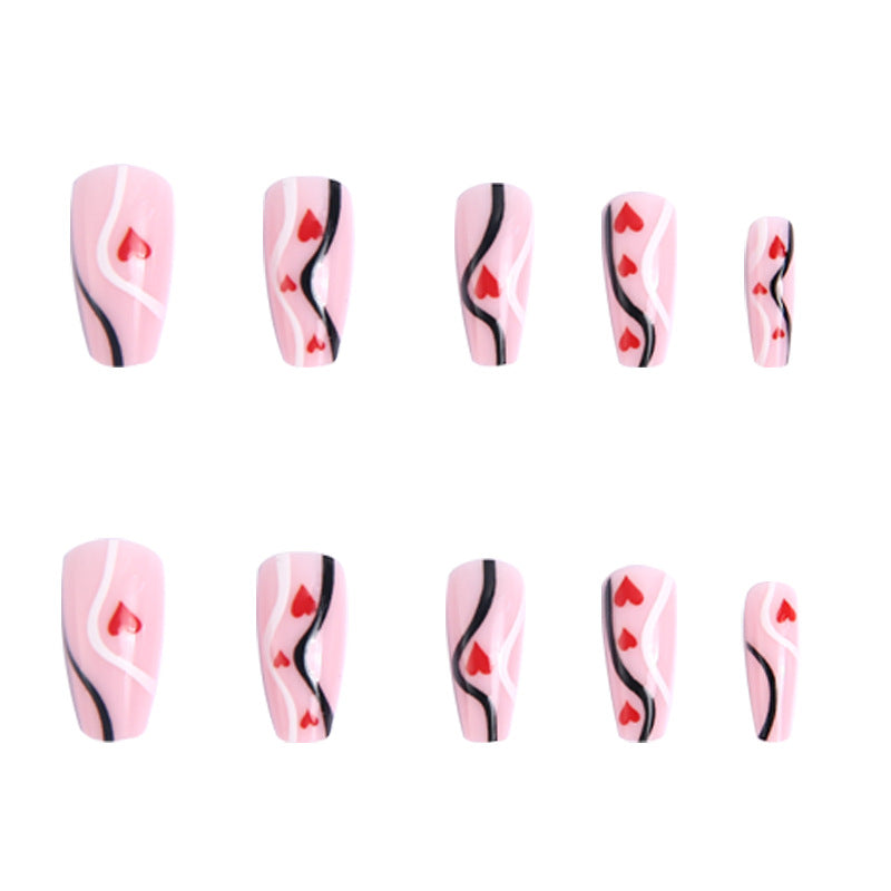 Artificial nails with romantic heart designs and elegant design Kalsten
