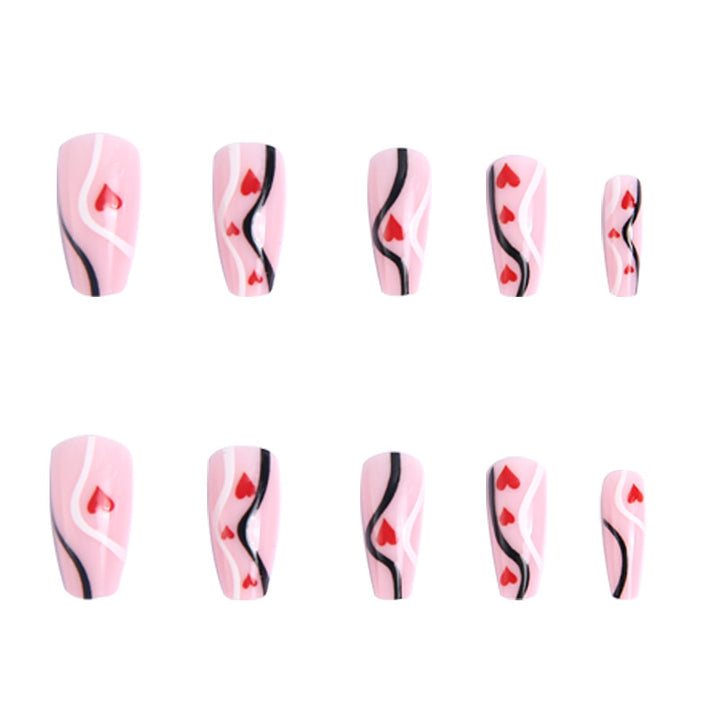 Artificial nails with romantic heart designs and elegant design Kalsten