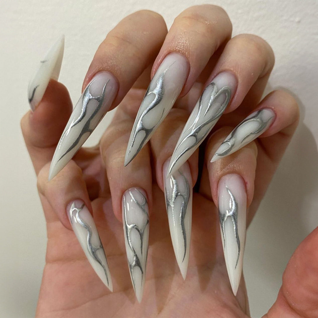 Creative nail set with pointed artificial nails and accessories Kalsten