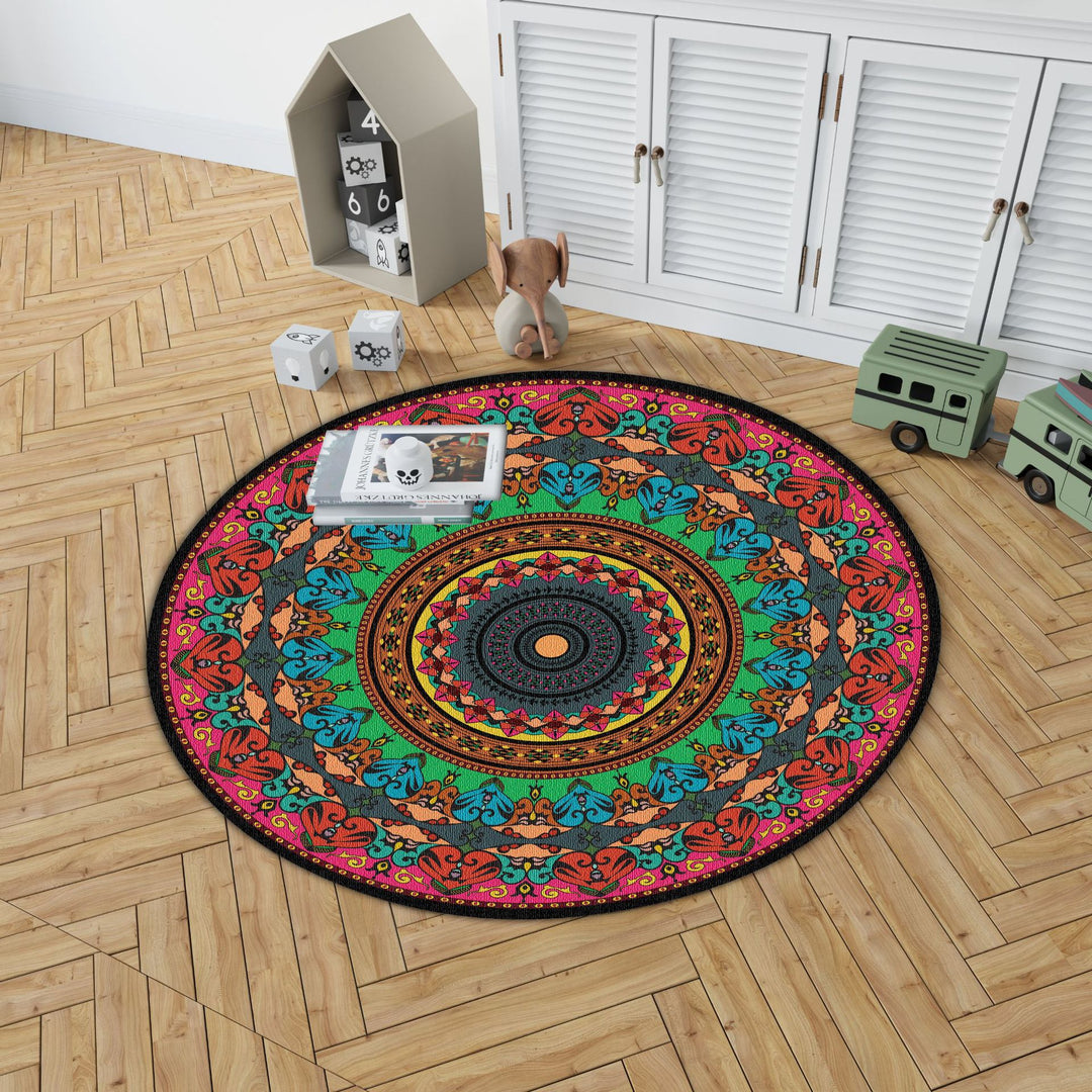 Mandala Print Round Area Rug Kalsten