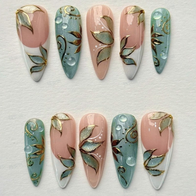 Artificial nail set with floral and glamorous accents Kalsten