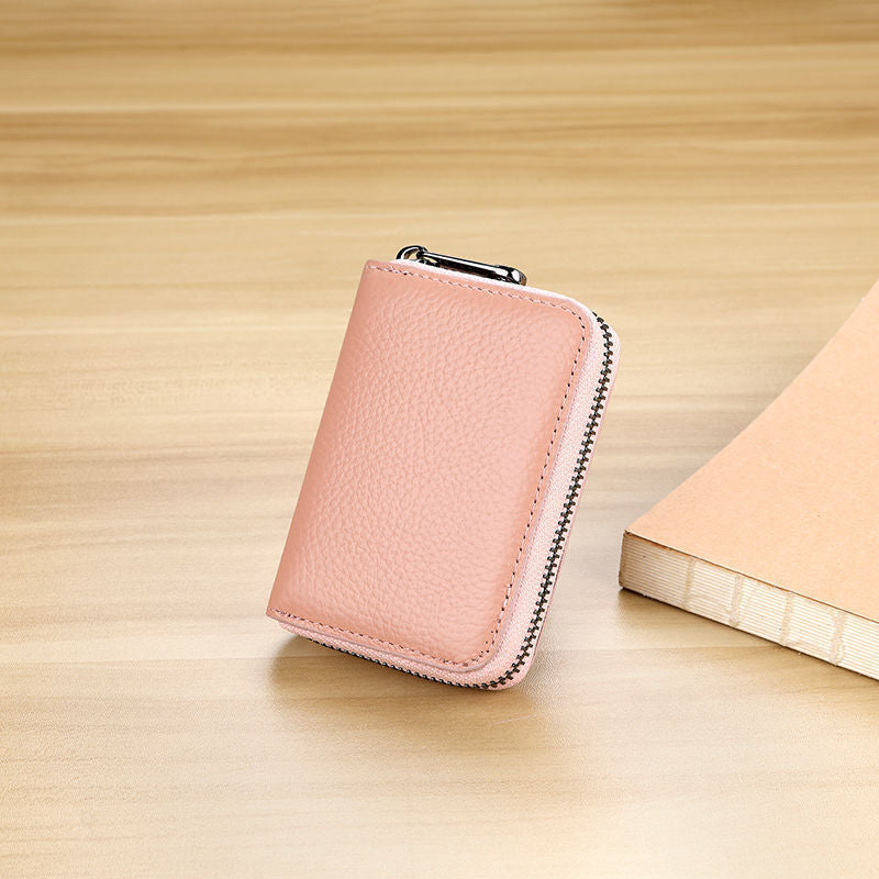 Sleek Zippered Leather Credit Card Holder Kalsten