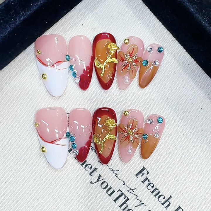 Artistic Decorated Press-On Nail Set Kalsten